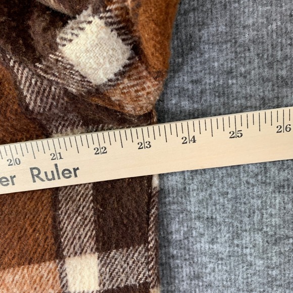 Vintage Sears Flannel Shirt Men Large Shacket 70's Hippie Brown Plaid Outerwear - Picture 10 of 12